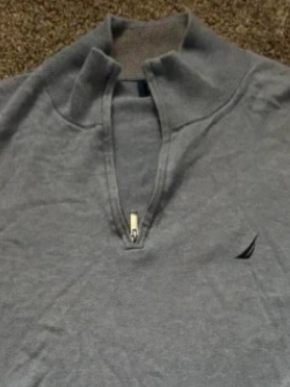 Nautica Men’s Grey Quarter Zip Sweater Size XL Embroidered Logo